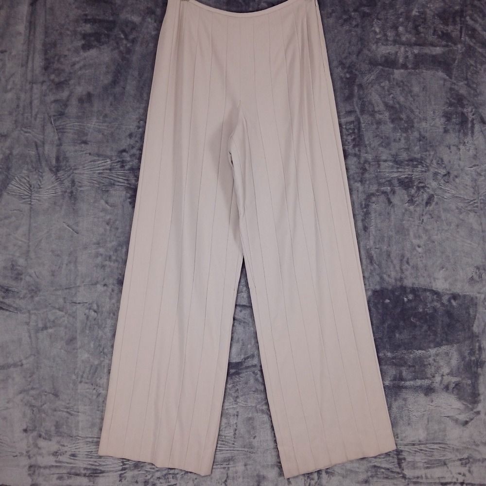 Hermès Wide-Leg Dress Pants Womens FR40/US8 Beige Wool Silk Pleated Made‎ France